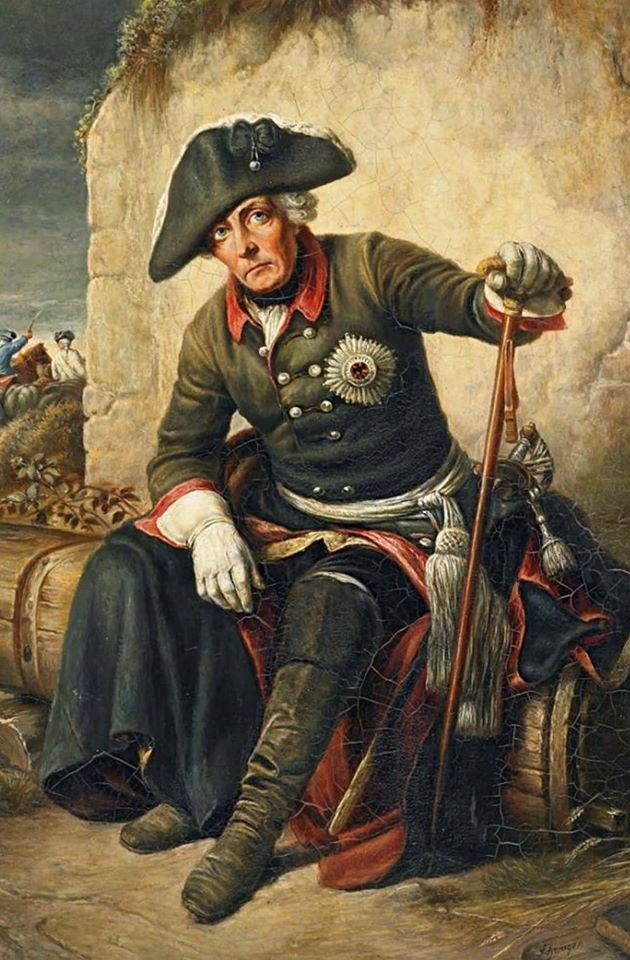 Friedrich the Great, sitting on a log